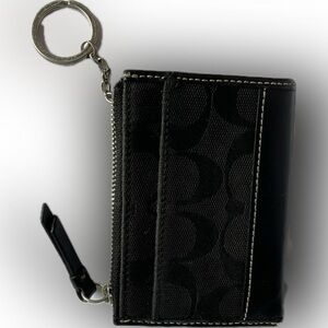 Coach pocket wallet with keychain, black.